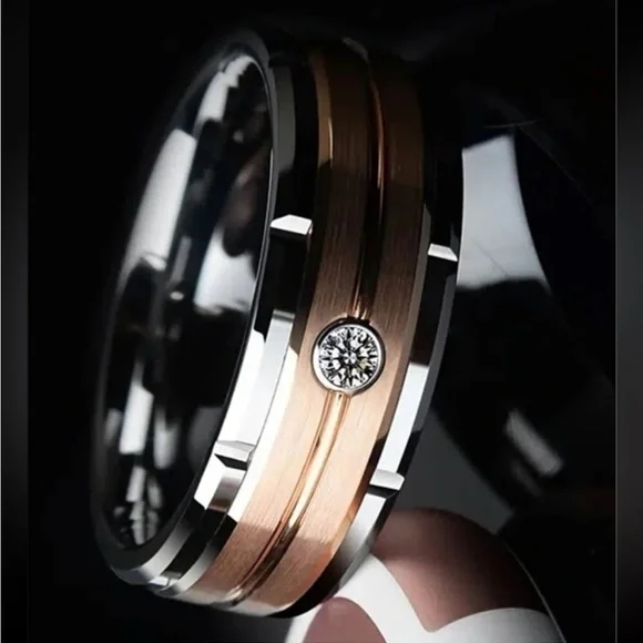 RHINESTONE STAINLESS STEEL RING - Picture 3 of 4